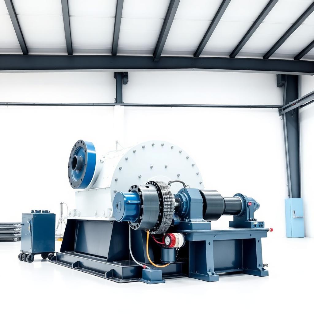 Serviços de reforma e manutenção de equipamentos industriais em tons azul e branco